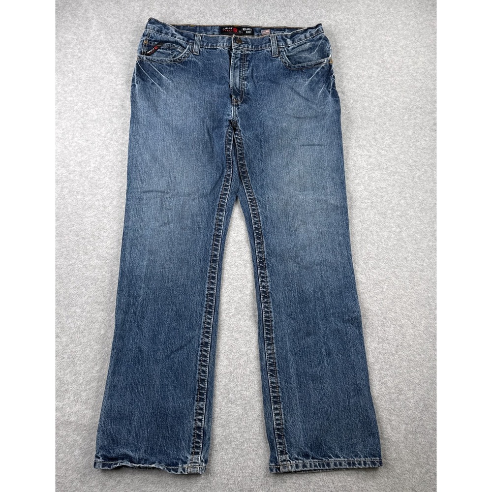 Ariat FR Jeans Men 40x33 Blue Denim M4 Boot Workwear Fire Resistant Lineman